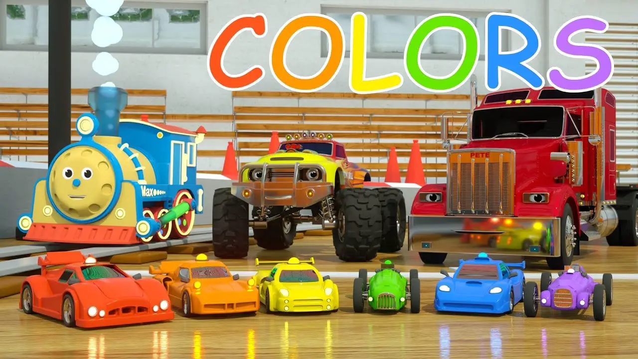 Learn Colors and Race Cars with Max, Bill and Pete the Truck - TOYS (Colors and Toys for Toddlers)